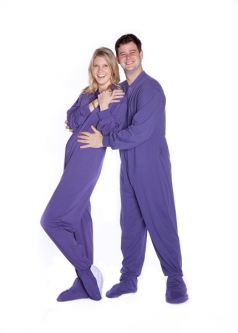 Purple Jersey Knit Onesie Footed Pajamas for Adults